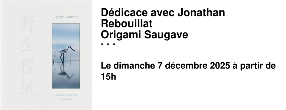 D�dicace+avec+Jonathan+Rebouillat Origami+Saugave �+la+Librairie+les+Beaux+Titres